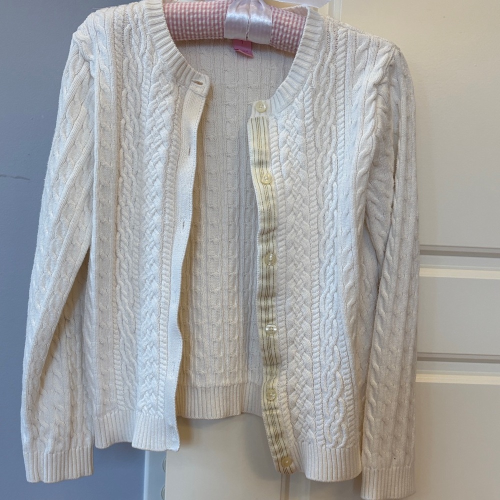 Lilly Pulitzer Elegant Cream Cable Knit Sweater - Girls size 7